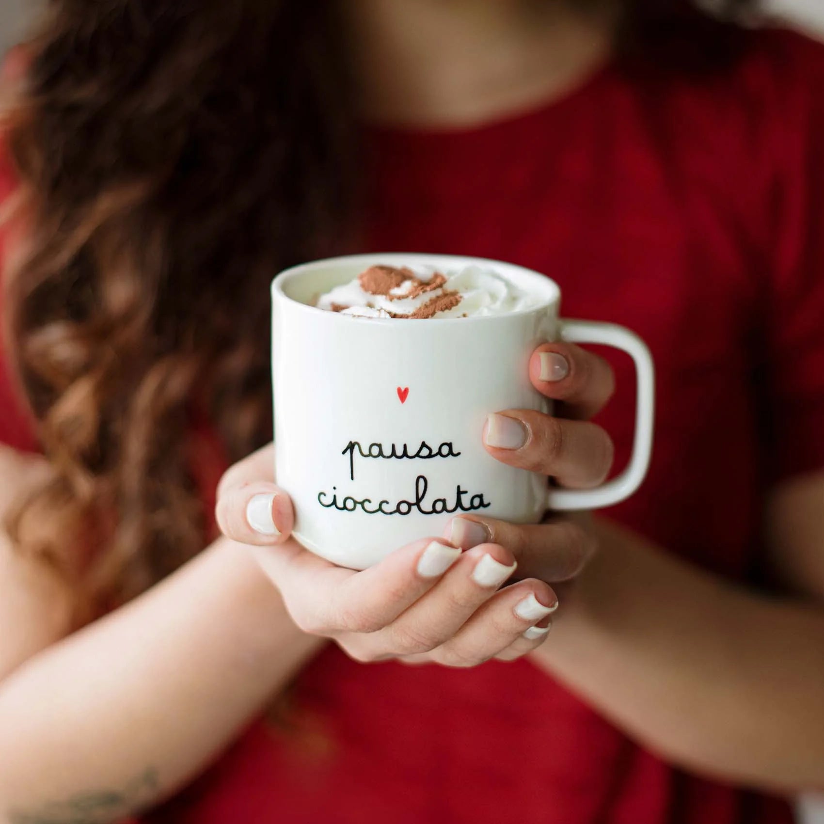 Mug bianca Pausa cioccolata