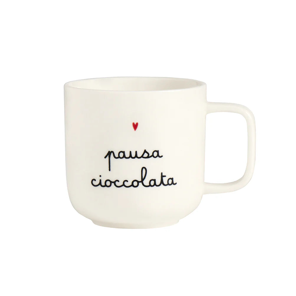 Mug bianca Pausa cioccolata