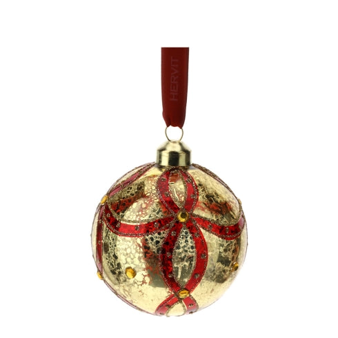 SFERA ROSSA IN VETRO SOFFIATO CON DECORO SWING MISURA GRANDE
