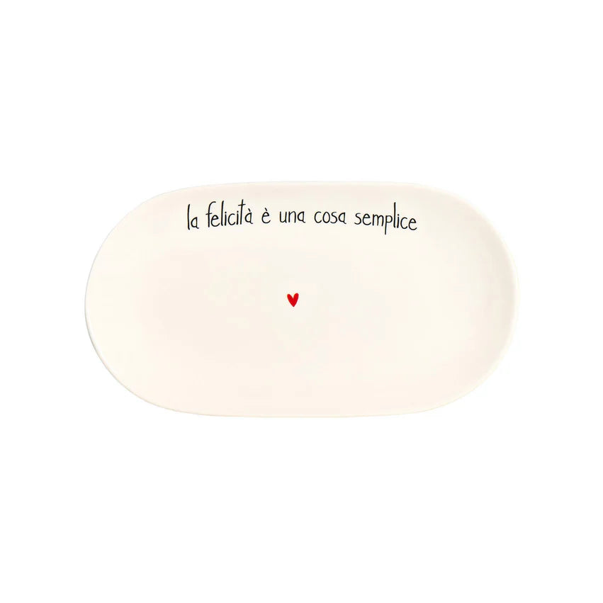 Piatto ovale fondo La felicità è una cosa semplice