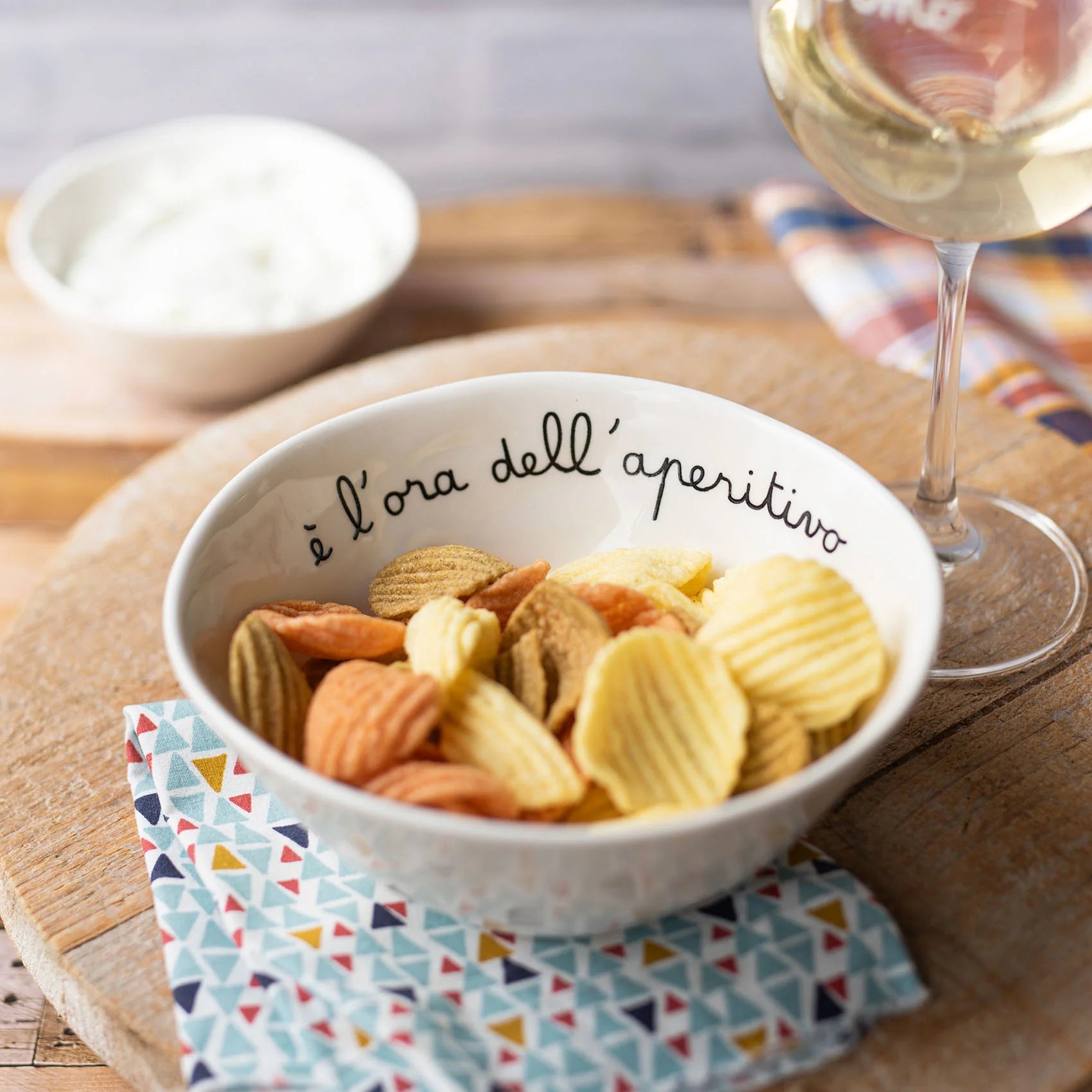 Set 2 Coppette in gres decoro E' l'ora dell'aperitivo