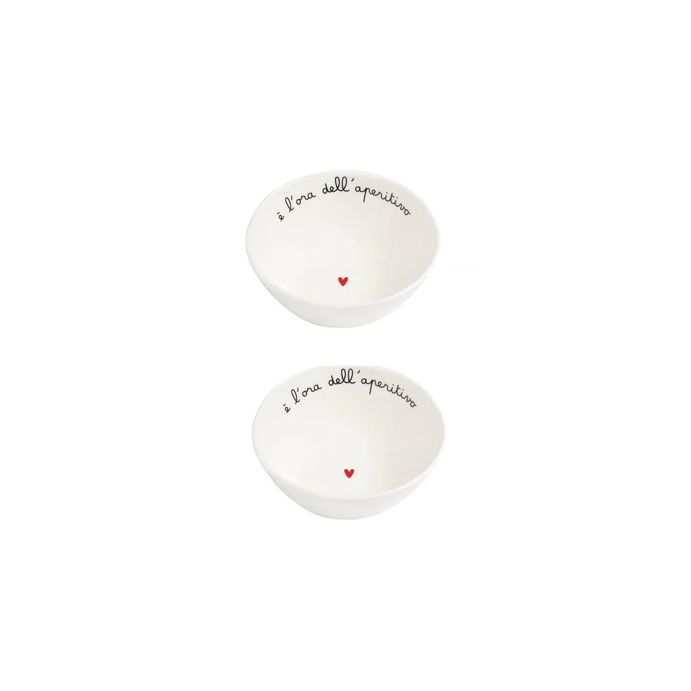 Set 2 Coppette in gres decoro E' l'ora dell'aperitivo