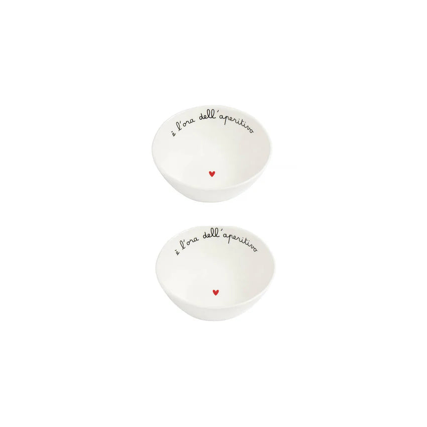 Set 2 Coppette in gres decoro E' l'ora dell'aperitivo - lista nozze