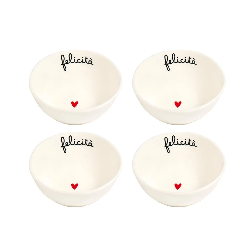 Set 4 Coppette in gres Felicità