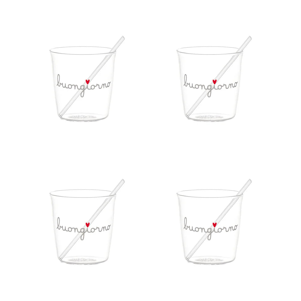 Set 4 bicchierini espresso Buongiorno in bianco