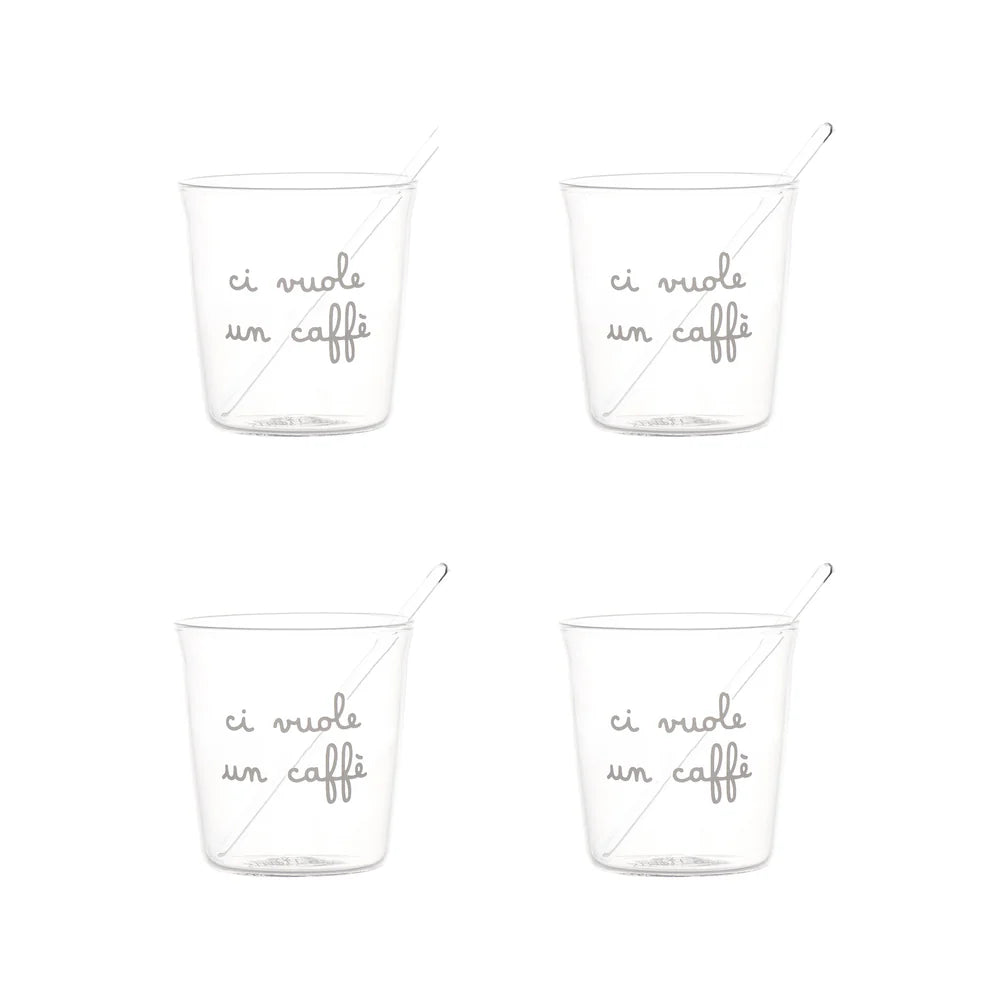 Set 4 bicchierini espresso Ci vuole un caffè