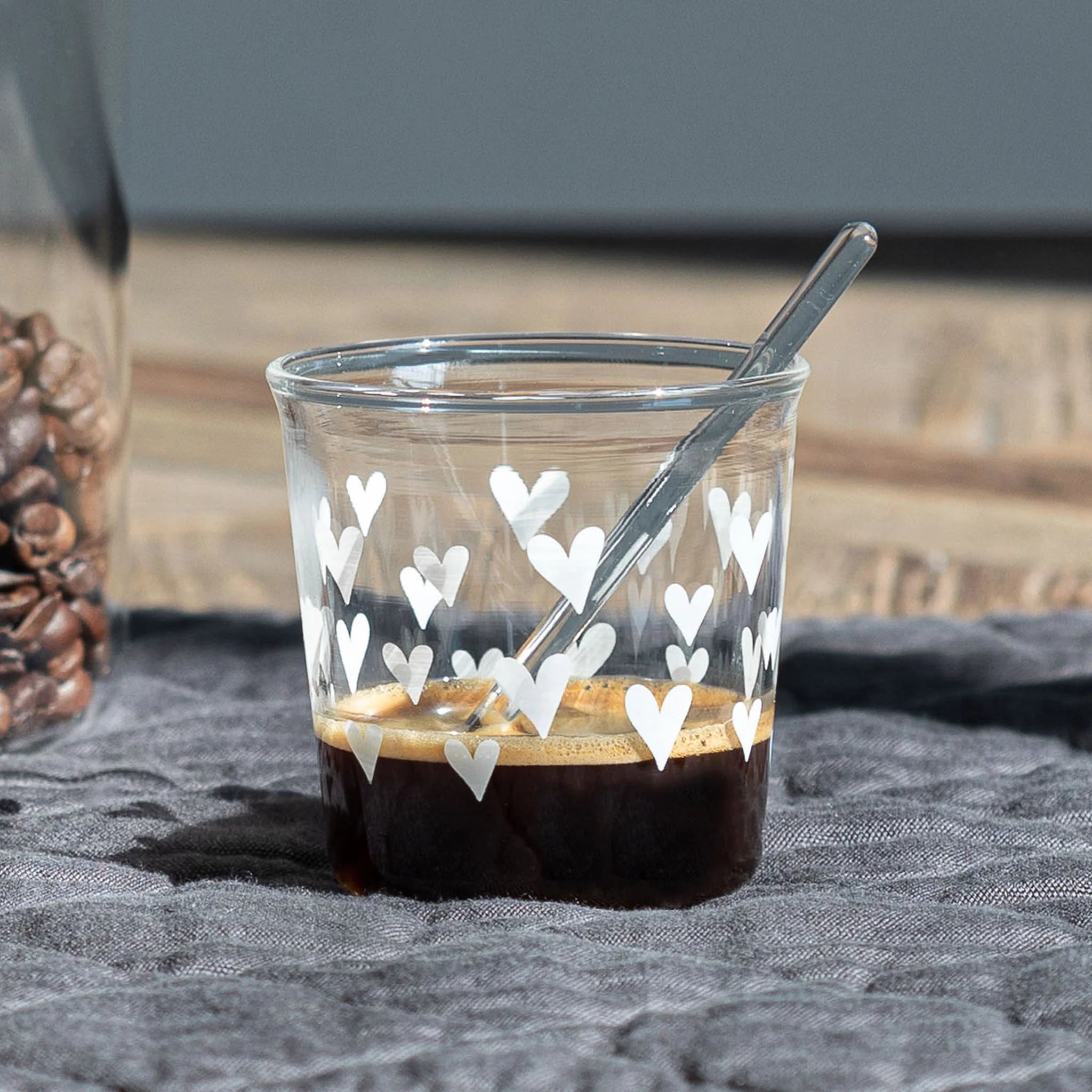 Set 4 bicchierini espresso Tappezzeria Cuori in bianco