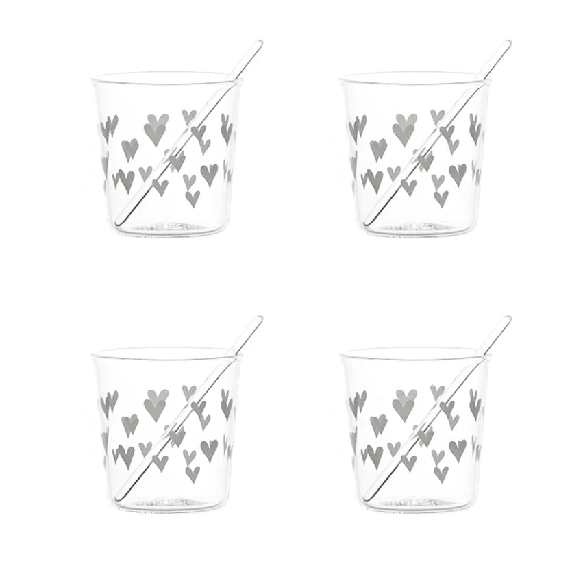 Set 4 bicchierini espresso Tappezzeria Cuori in bianco