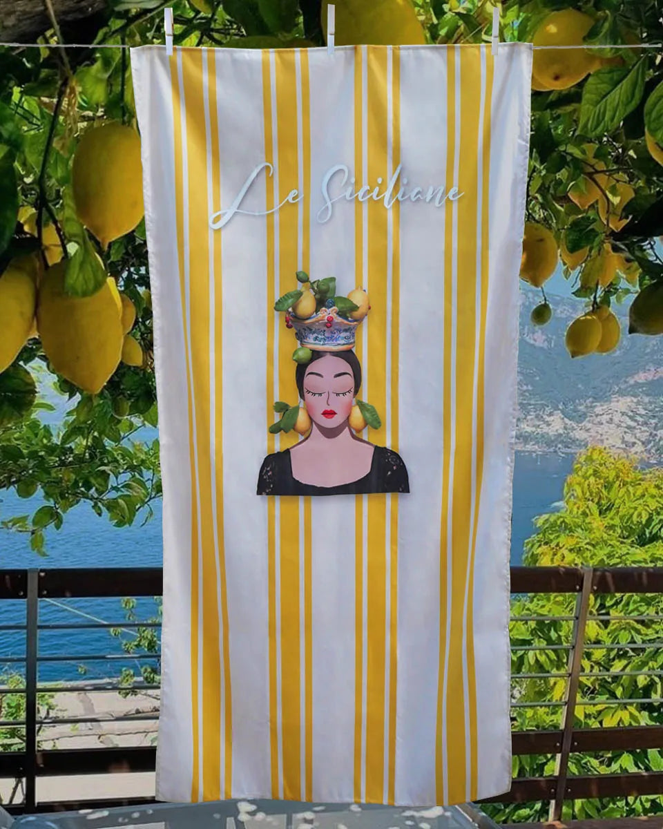 Telo mare con strisce “Regina con limoni”
