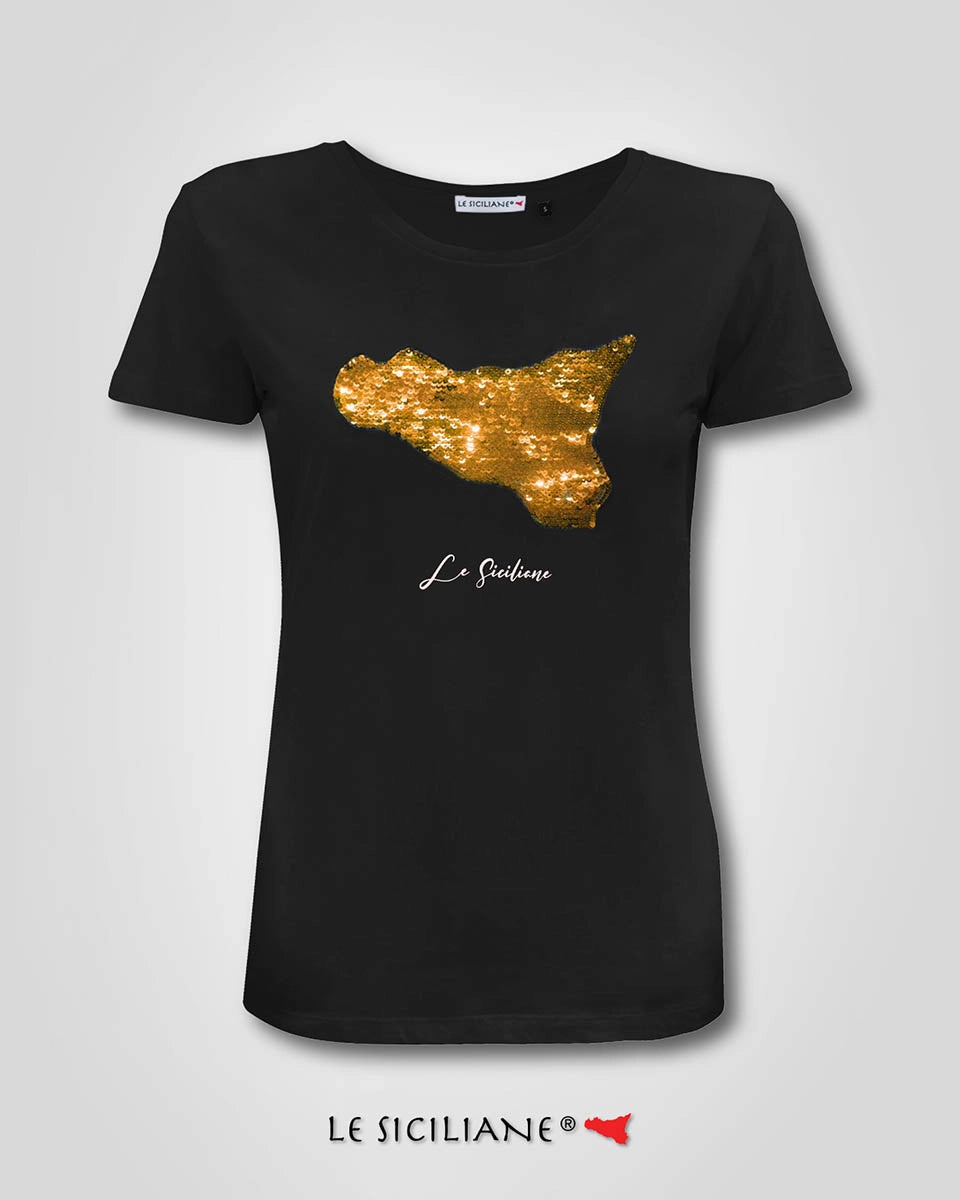 T-shirt “Paillettes Island” gold