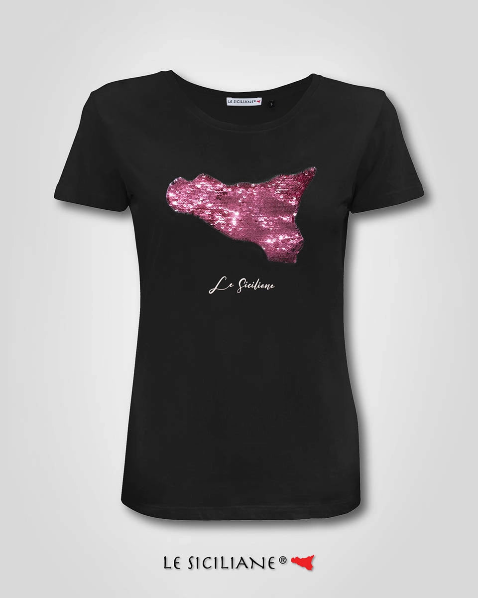 T-shirt “Paillettes Island” rosa