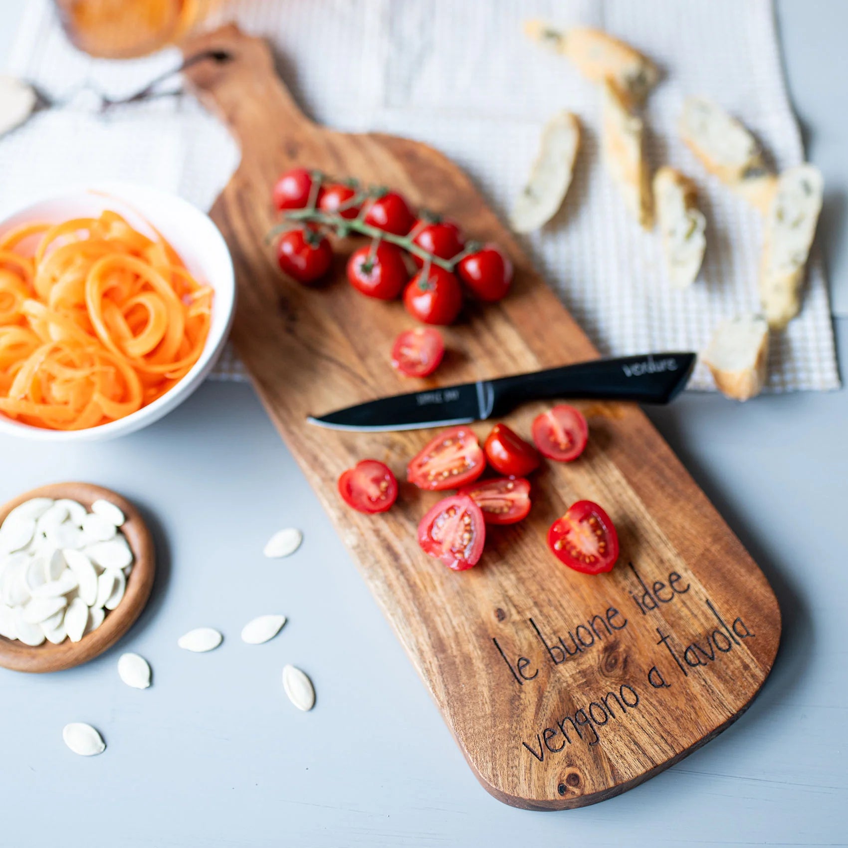 Tagliere a bottiglia Le buone idee vengono a tavola