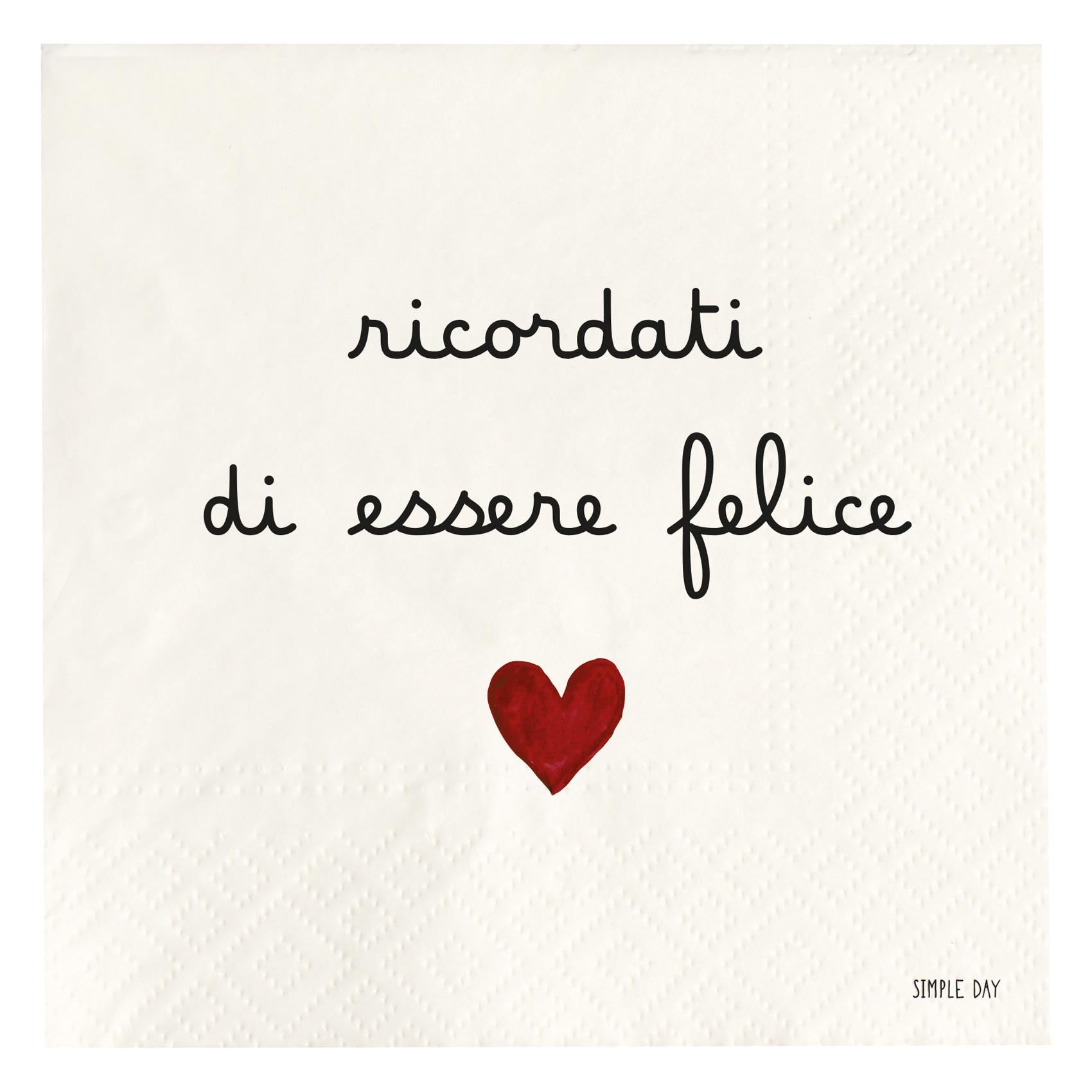Set 20 tovaglioli in carta Ricordati di essere felice