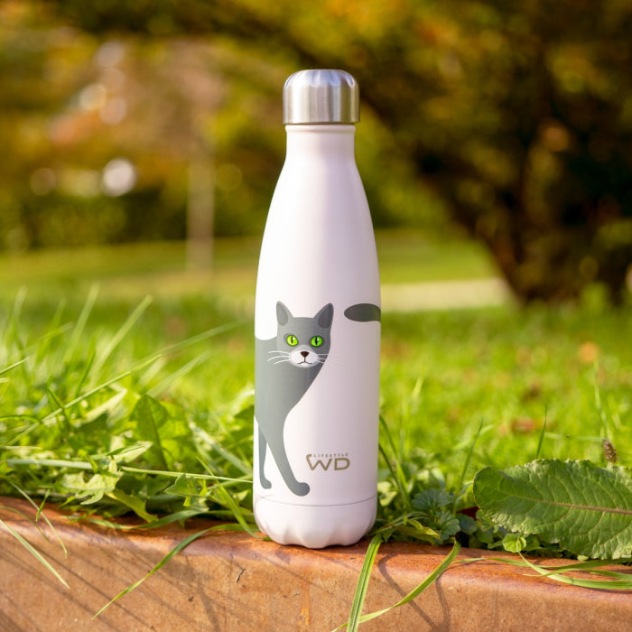 Bottiglia termica in acciaio inox decoro con Gatto