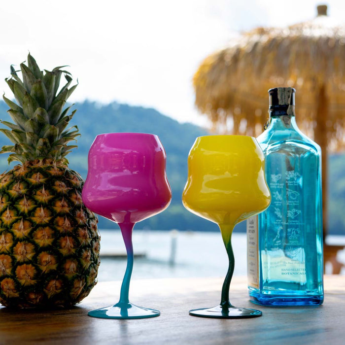 Set 2 calici cocktail Rosa e Azzurro, Giallo e Verde