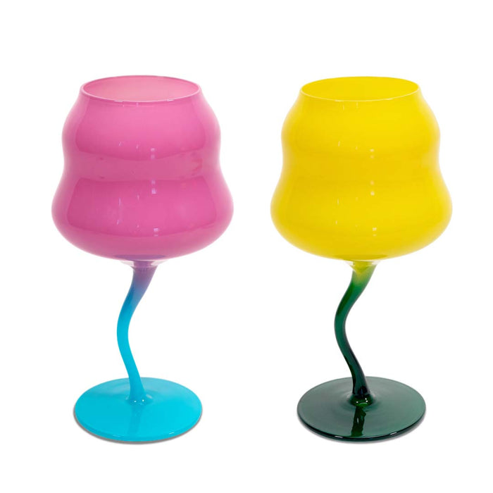 Set 2 calici cocktail Rosa e Azzurro, Giallo e Verde