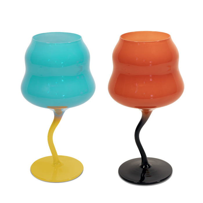 Set 2 calici cocktail Azzurro e Giallo, Arancione e Blu