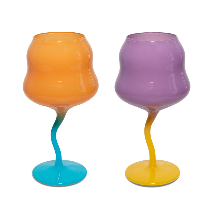Set 2 calici cocktail Arancione e Azzurro, Viola e Giallo.