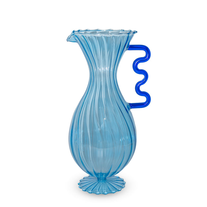 Caraffa in vetro colorata azzurra