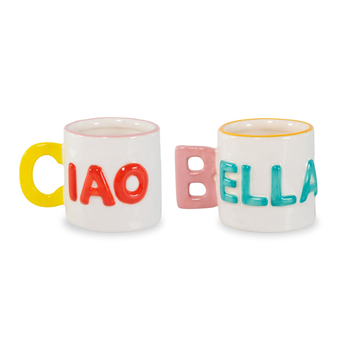 Set 2 tazzine caffè in stoneware Ciao bella