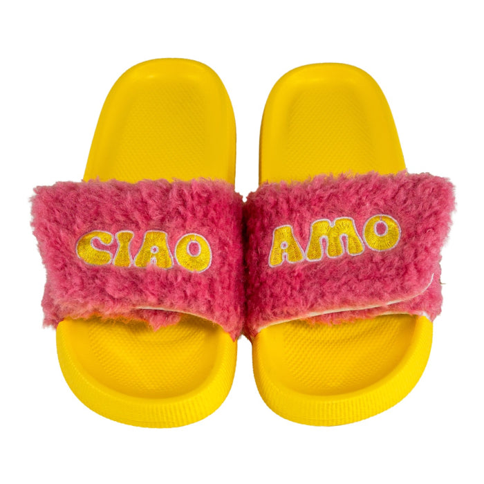 Ciabatte con strap. Decorazione "Ciao Amo".