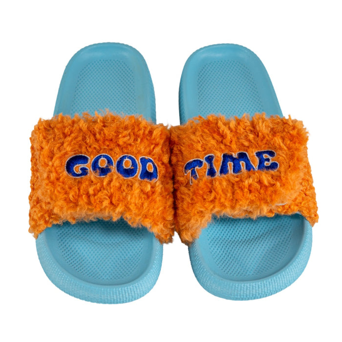Ciabatte con strap. Decorazione "Good Time".